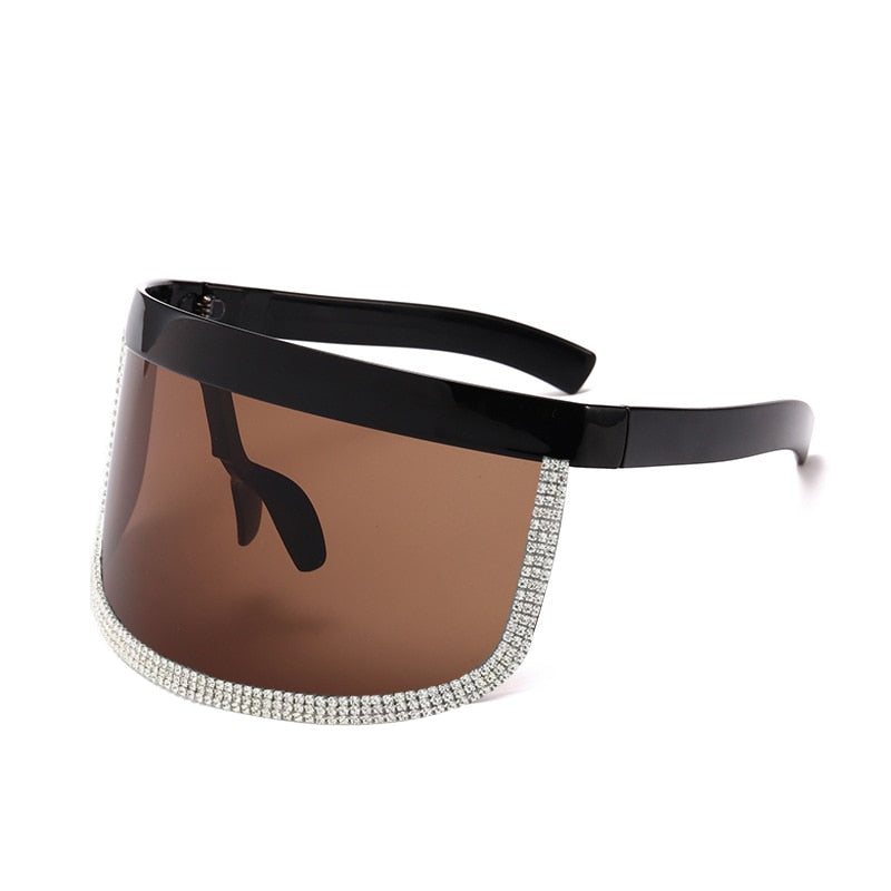 Women's Diamond Oversized Shield Visor Windproof UV400 Sunglasses - Women Sunglasses - DYAVOR®