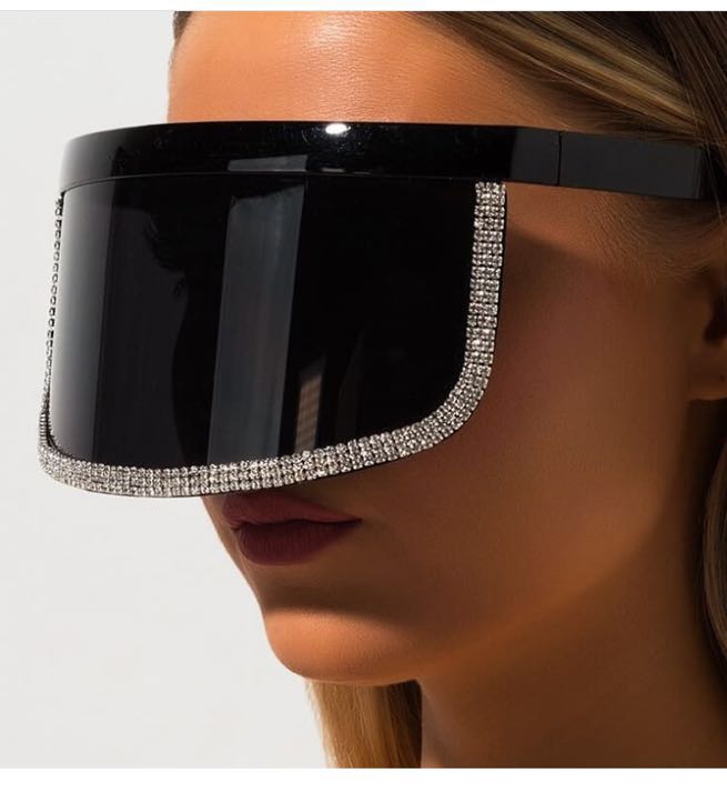 Women's Diamond Oversized Shield Visor Windproof UV400 Sunglasses - Women Sunglasses - DYAVOR®