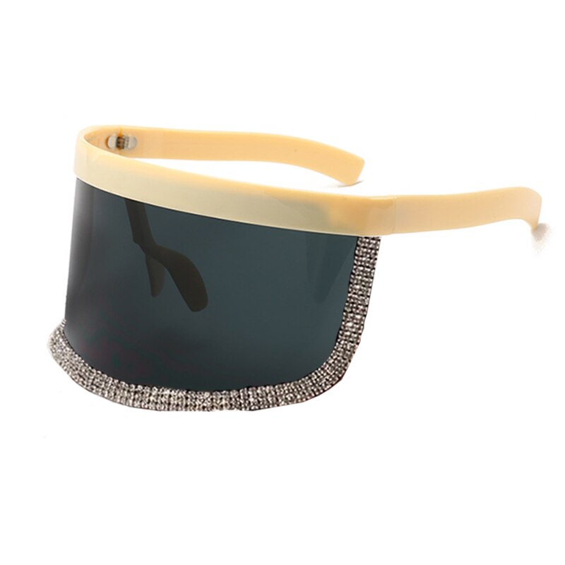 Women's Diamond Oversized Shield Visor Windproof UV400 Sunglasses - Women Sunglasses - DYAVOR®