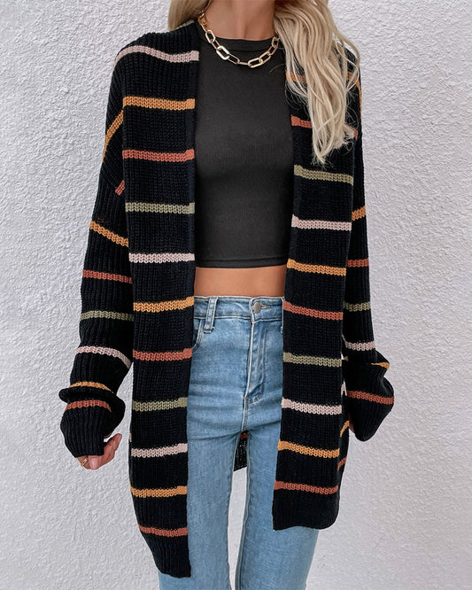 Striped cardigan with lowered shoulder - 07/112024 3 - DYAVOR®