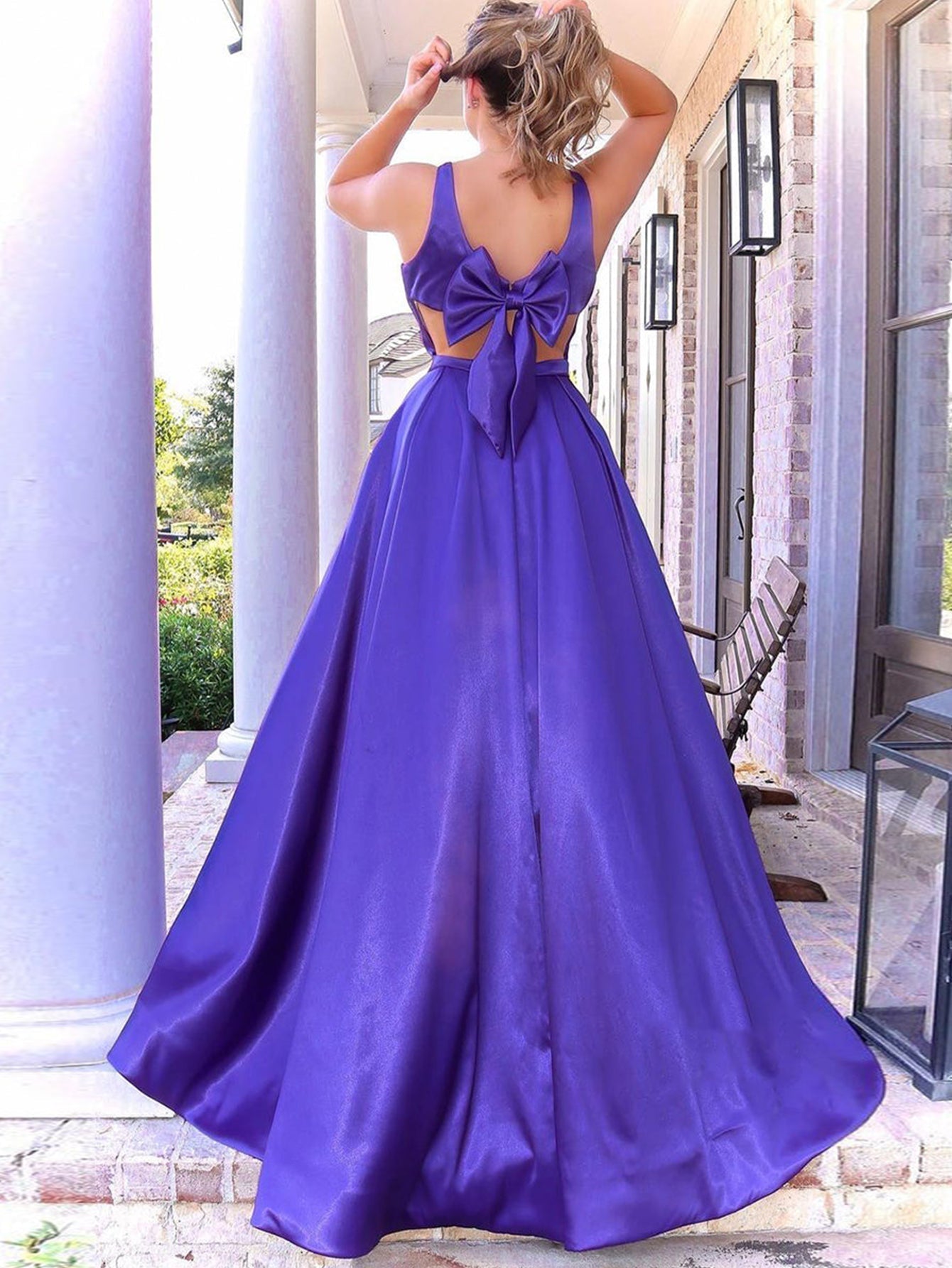 A Line V Neck Long Purple Prom Dress - Prom Dress - DYAVOR®