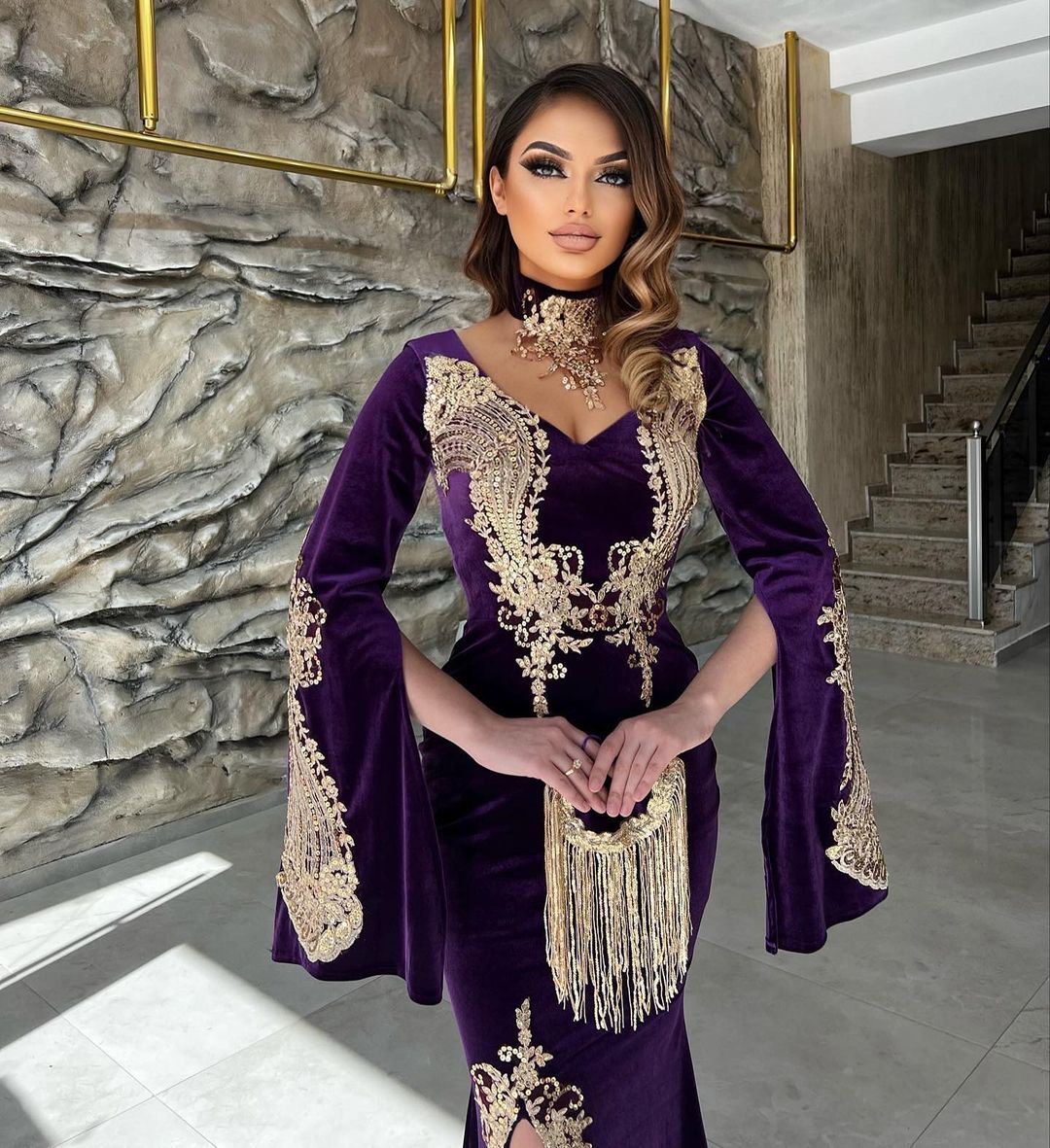 Elegant Floor Length Sweetheart Long Sleeves Mermaid Prom Dress with Split - Prom Dresses - DYAVOR®