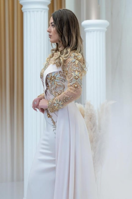 Elegant Long Glitter Beading Mermaid Prom Dresses With Long Sleeves - Prom Dresses - DYAVOR®