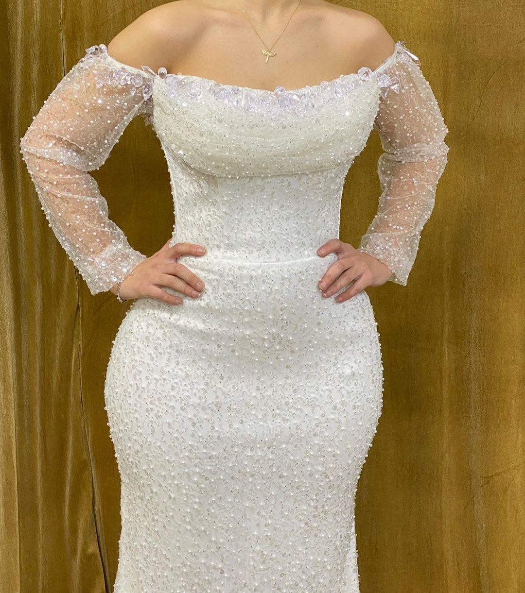 Elegant Long Strapless Beading Mermaid Prom Dress With Long Sleeves - Prom Dresses - DYAVOR®