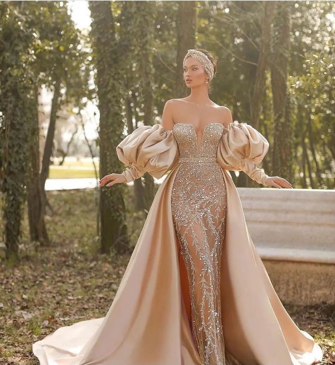 Elegant Off-the-shoulder Long Sleeve Prom Dress Mermaid Evening Gowns - Prom Dresses - DYAVOR®