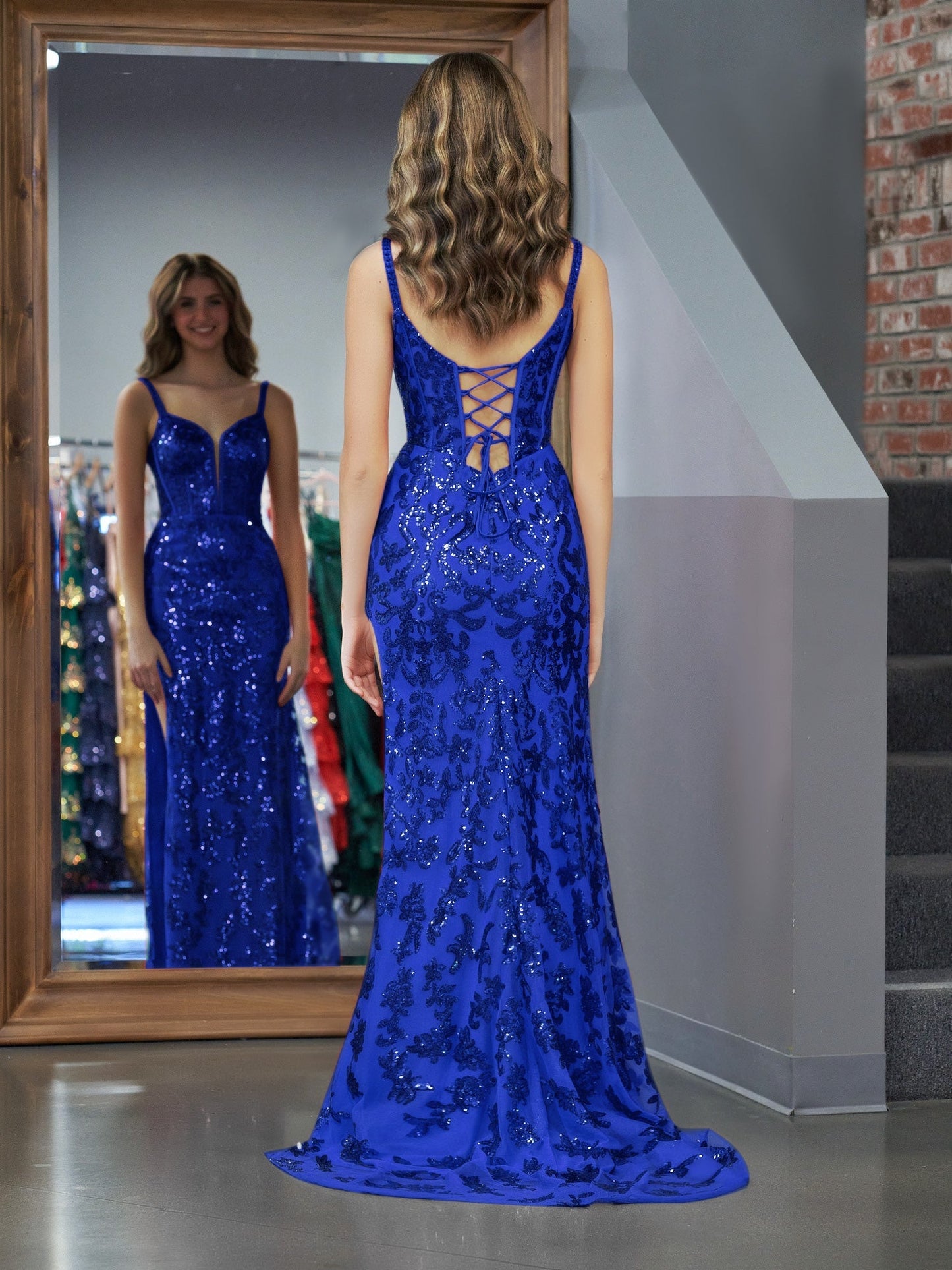 Erryn |Sparkly Blue Sheath Sequins Long Prom Dress with Slit - Prom Dress - DYAVOR®