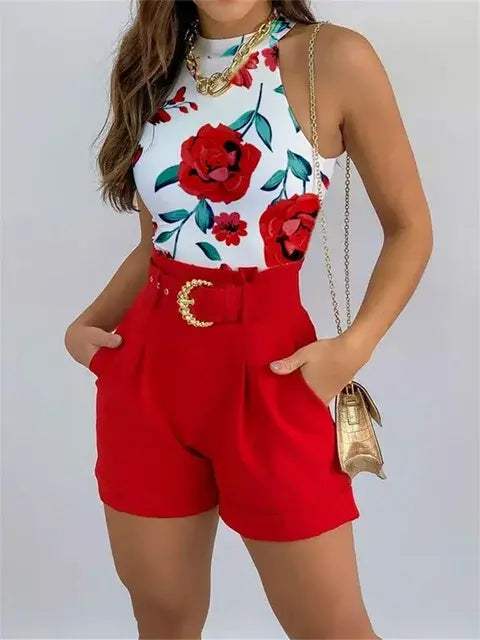 Summer Set - Blossom Breeze - Floral Motif, Soft Breathable Fabric, Elastic Waistband - Ideal for Summer Activities - - DYAVOR®