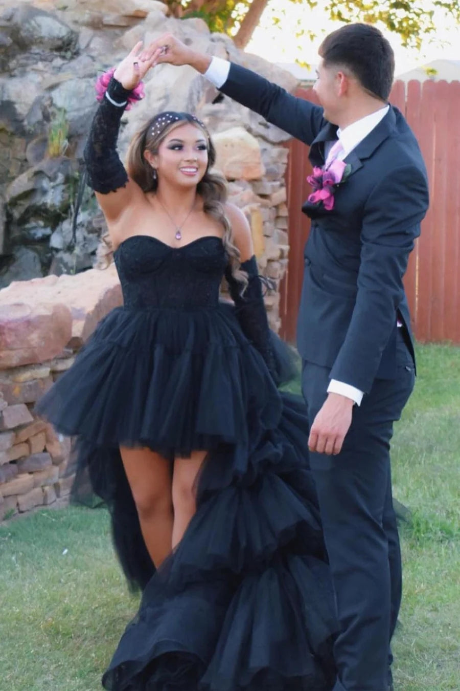 Paige |A-Line Asymmetrical Strapless Tiered Tulle Prom Dress - Prom Dress - DYAVOR®