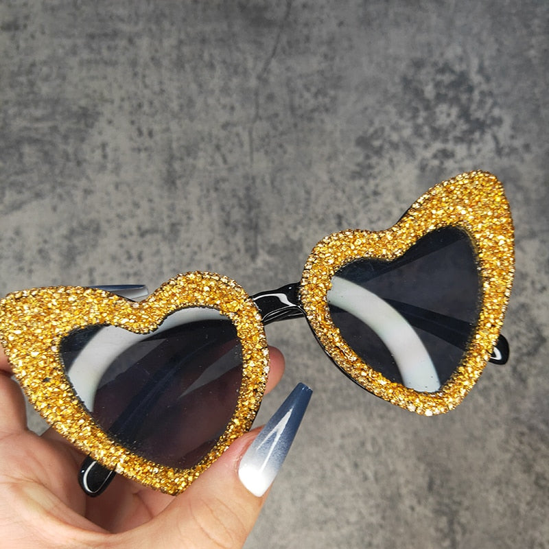 Women's Retro Fashion Heart Love Sexy Bling Stone Sunglasses - Women Sunglasses - DYAVOR®