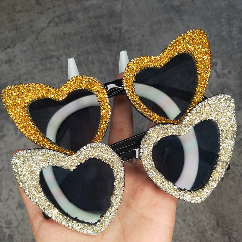 Women's Retro Fashion Heart Love Sexy Bling Stone Sunglasses - Women Sunglasses - DYAVOR®