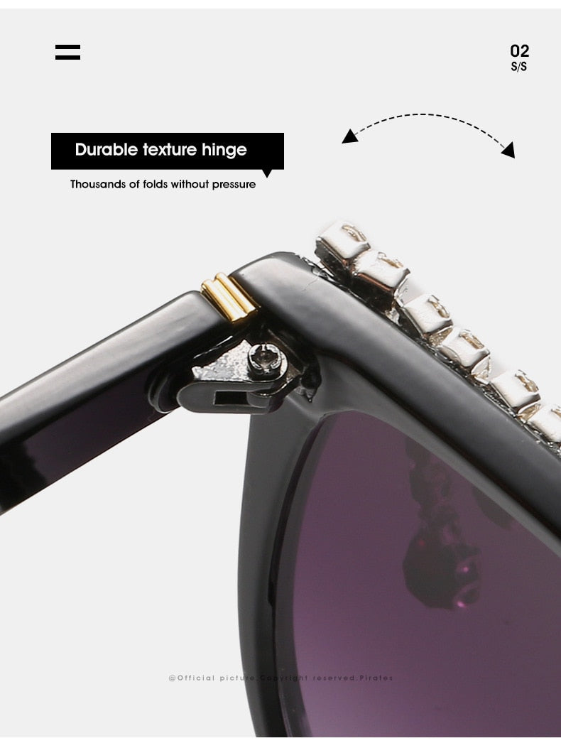 Women's Designer Fashion Tassel Oversized Rhinestone Flat Top Sunglasses - Women Sunglasses - DYAVOR®