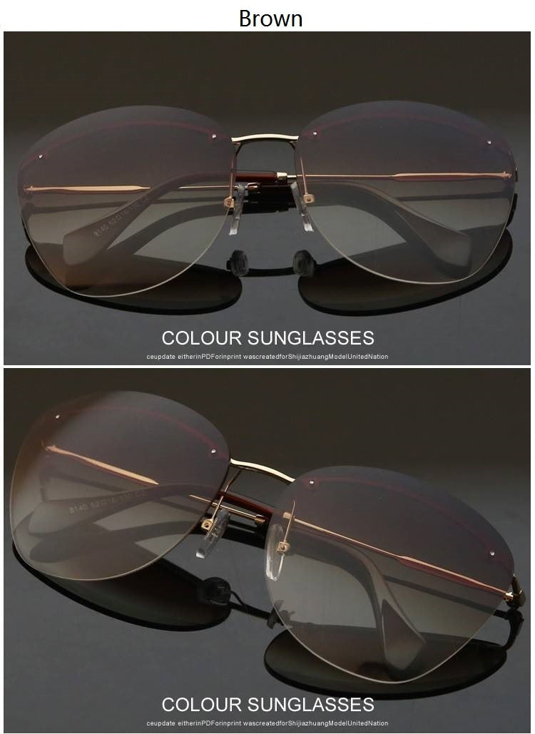 Fashion Vintage Rimless Designer Sunglasses with Coating for Women - Women Sunglasses - DYAVOR®