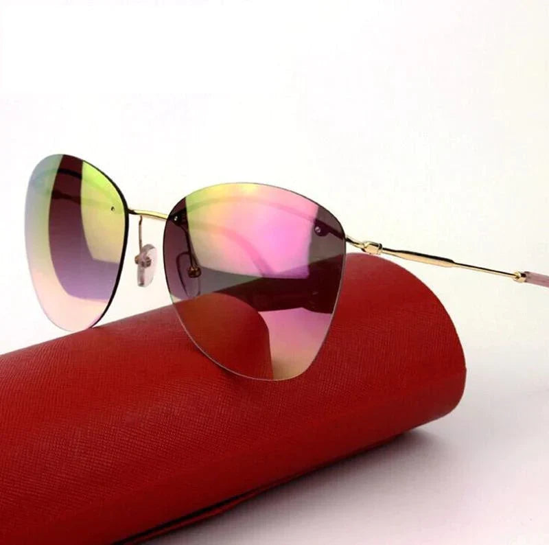 Fashion Vintage Rimless Designer Sunglasses with Coating for Women - Women Sunglasses - DYAVOR®