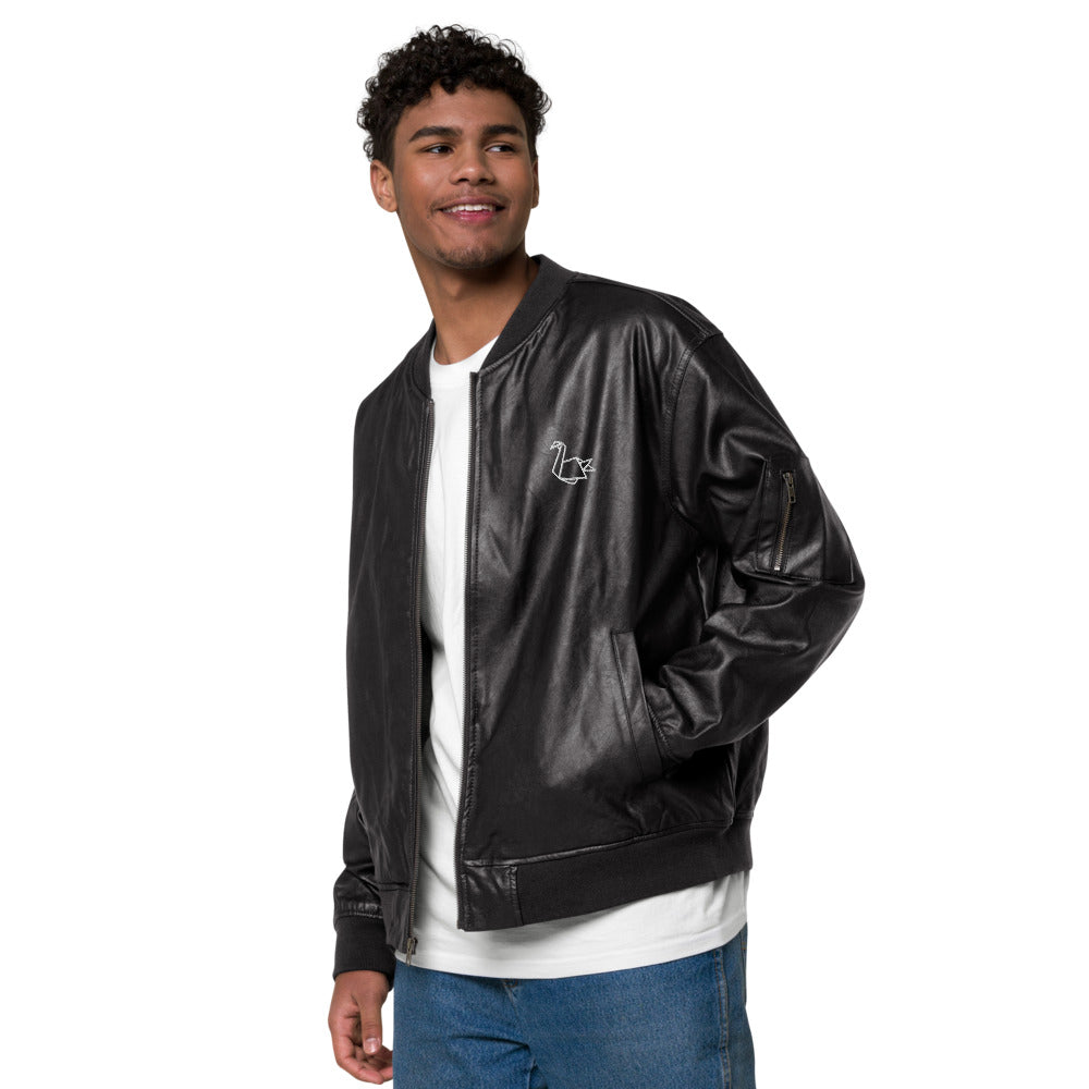 Leather Bomber Jacket - Coats & Jackets - DYAVOR®