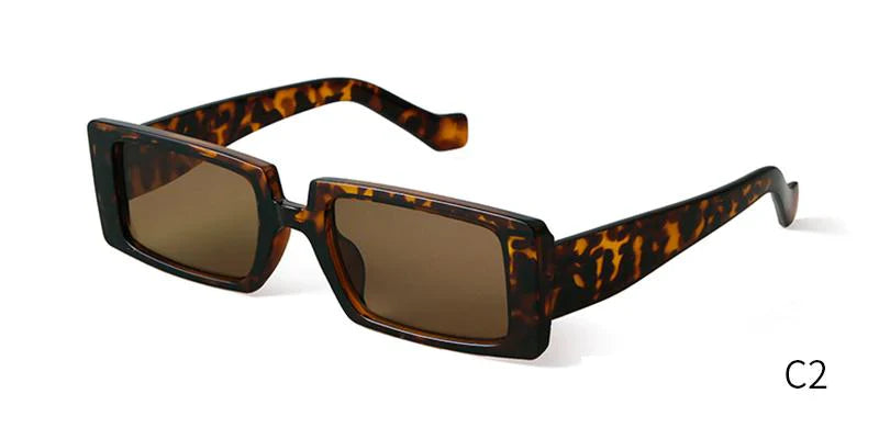 Female Trendy Black Rectangle Thick Frame Fashion Sunglasses - Women Sunglasses - DYAVOR®