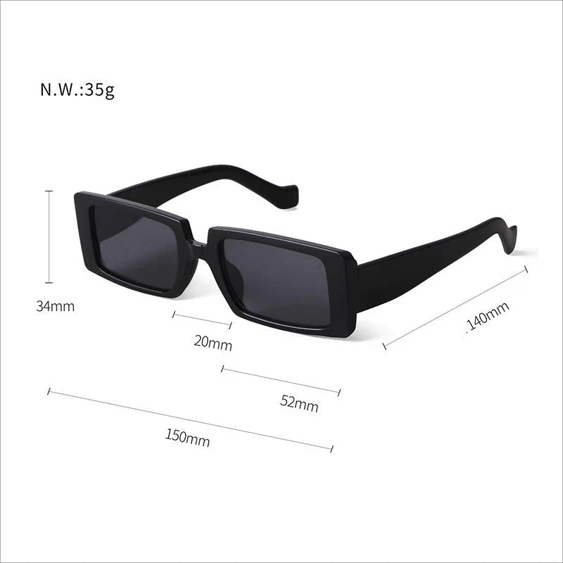 Female Trendy Black Rectangle Thick Frame Fashion Sunglasses - Women Sunglasses - DYAVOR®