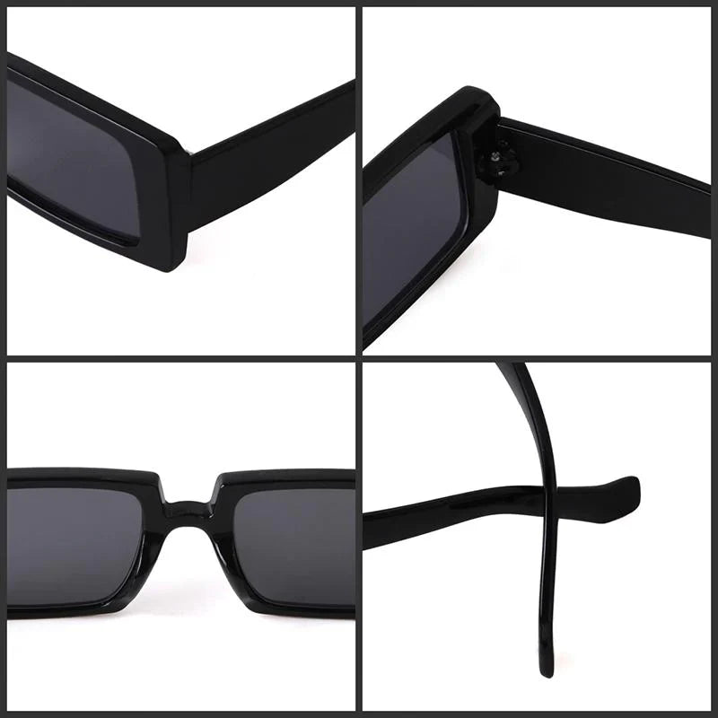 Female Trendy Black Rectangle Thick Frame Fashion Sunglasses - Women Sunglasses - DYAVOR®