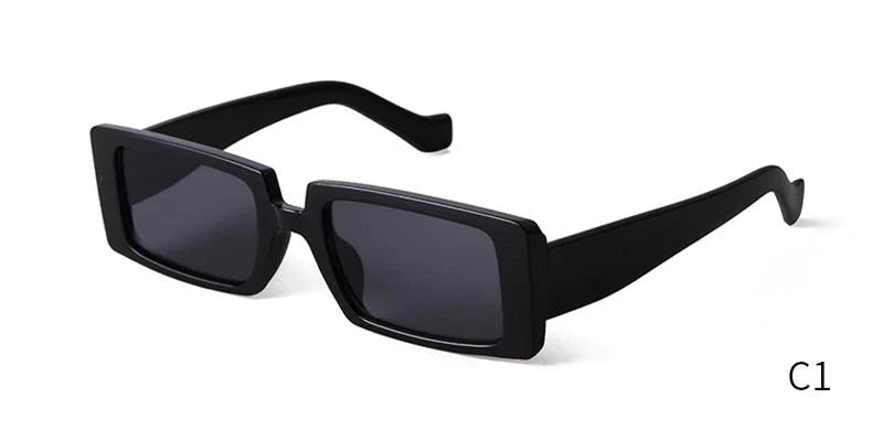Female Trendy Black Rectangle Thick Frame Fashion Sunglasses - Women Sunglasses - DYAVOR®