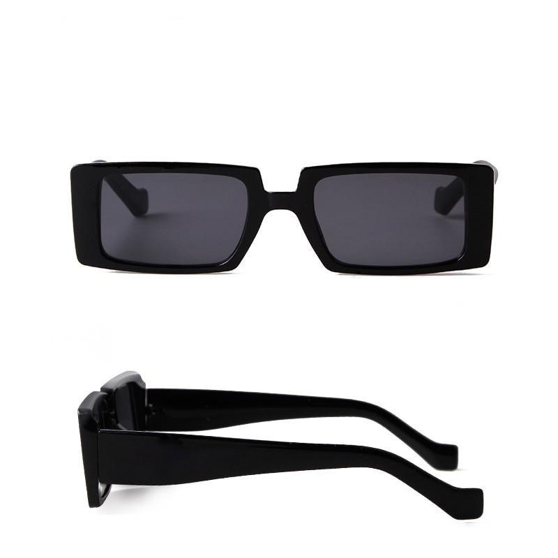 Female Trendy Black Rectangle Thick Frame Fashion Sunglasses - Women Sunglasses - DYAVOR®