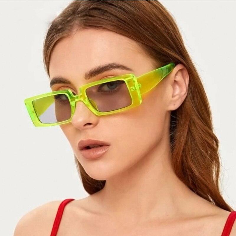 Female Trendy Black Rectangle Thick Frame Fashion Sunglasses - Women Sunglasses - DYAVOR®