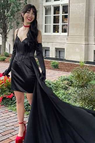Rosamund |Sheath Spaghetti Straps Homecoming Dress with Side Train - Homecoming Dress - DYAVOR®