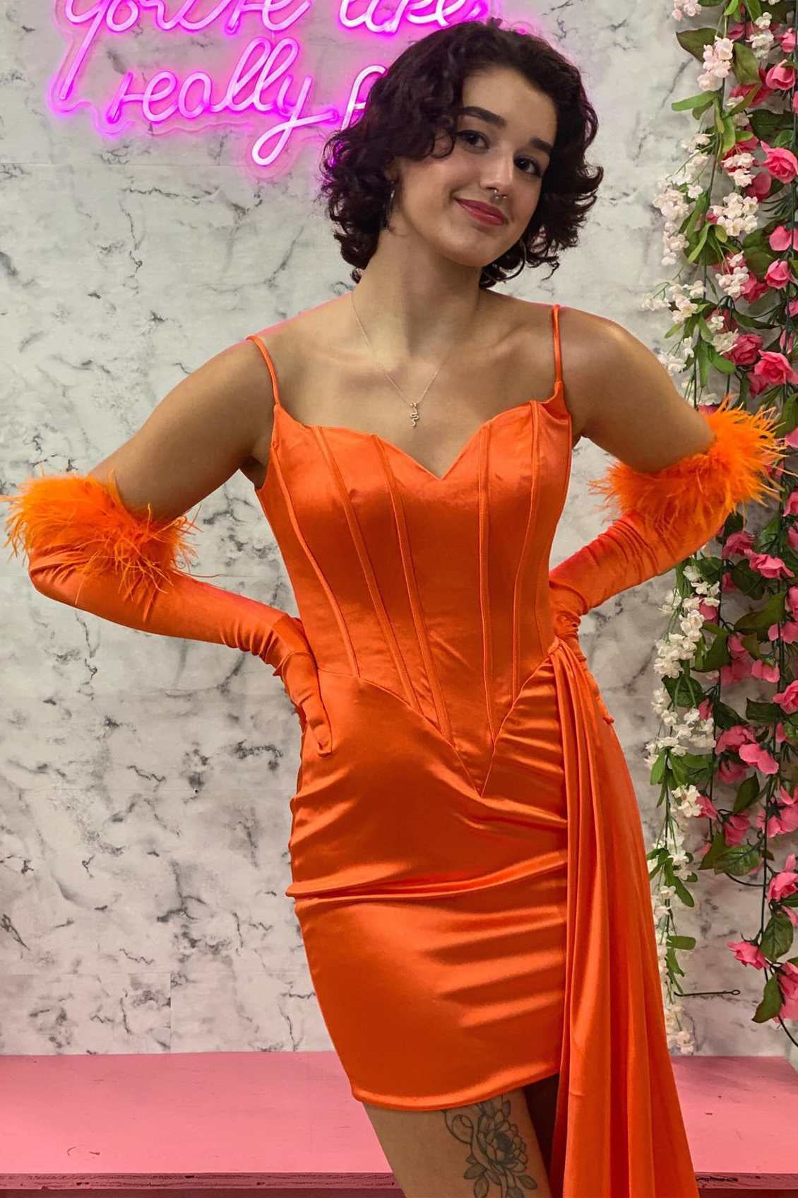 Rosamund |Sheath Spaghetti Straps Homecoming Dress with Side Train - Homecoming Dress - DYAVOR®