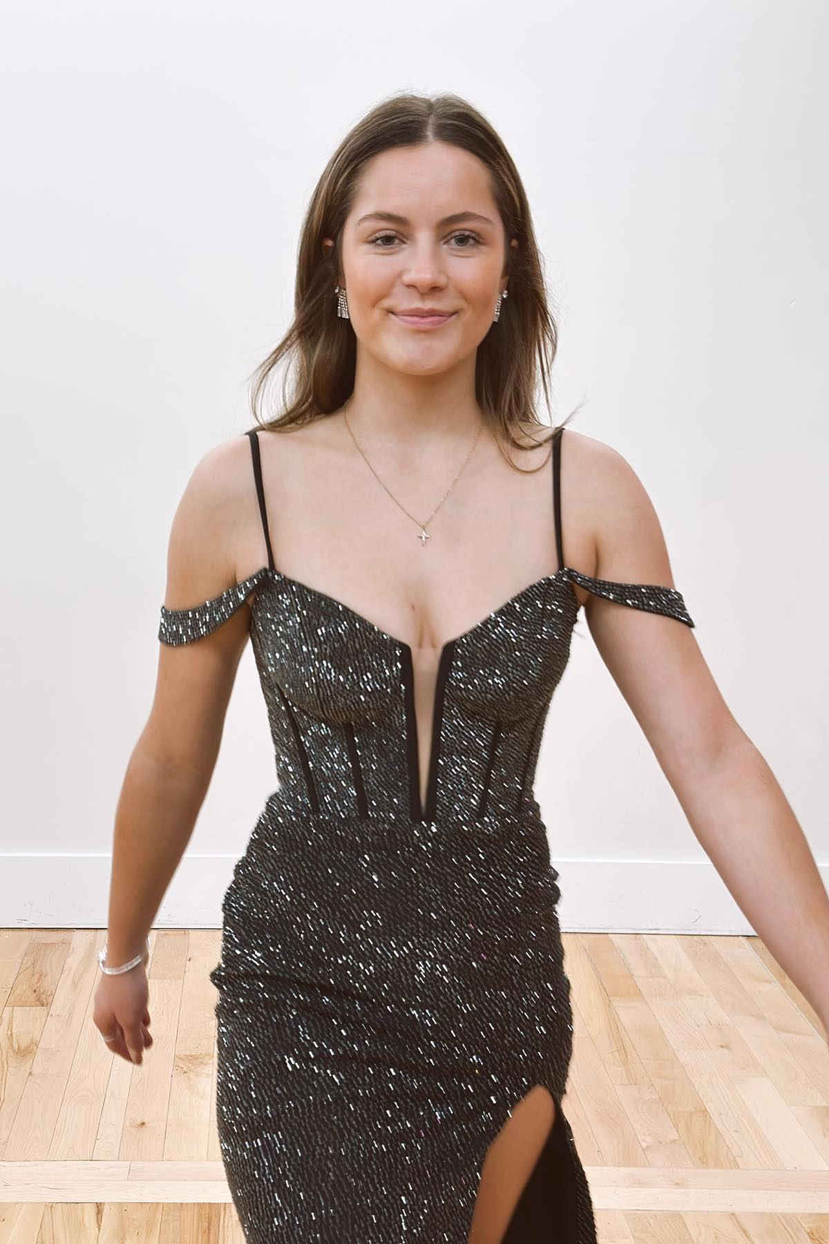 Rosemary | Cold Shoulder Black Beaded Slit Mermaid Prom Dress - Prom Dresses - DYAVOR®