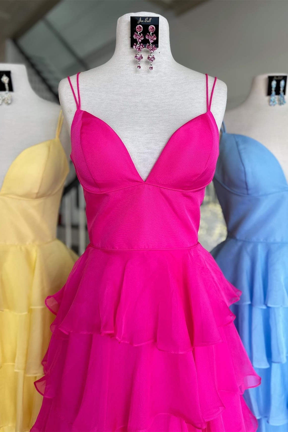Margot | V-Neck Straps Ruffle Chiffon Prom Dress with Slit - Prom Dress - DYAVOR®