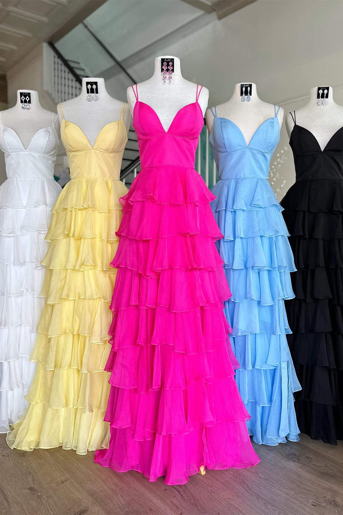 Margot | V-Neck Straps Ruffle Chiffon Prom Dress with Slit - Prom Dress - DYAVOR®