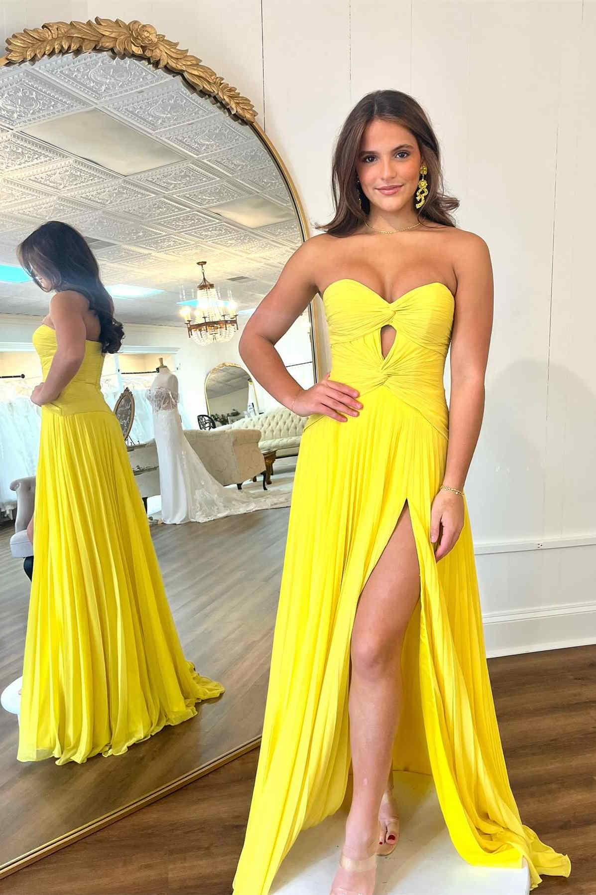 Hot Pink Strapless Keyhole Pleated A-Line Prom Dress - Prom Dress - DYAVOR®