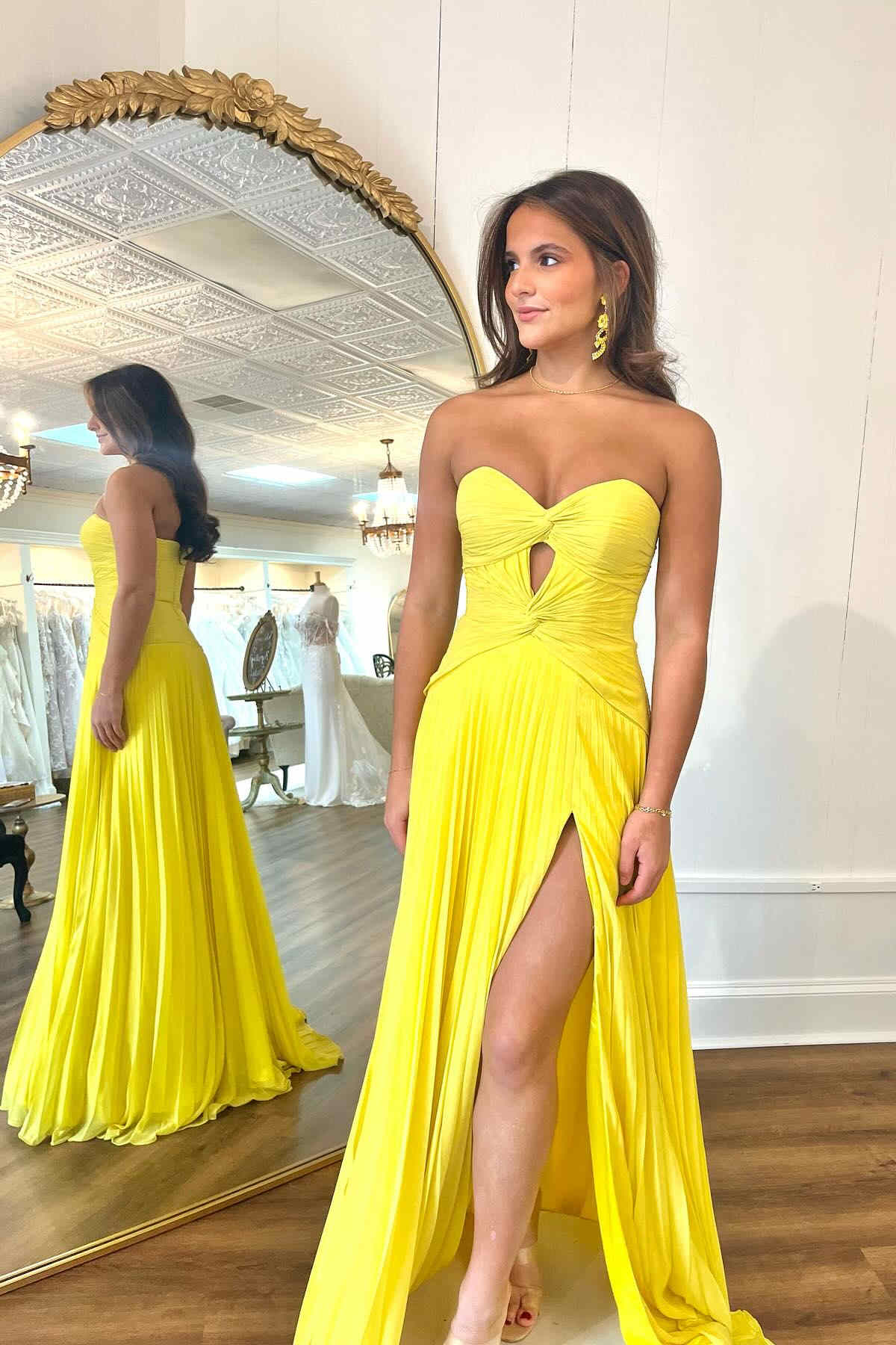 Hot Pink Strapless Keyhole Pleated A-Line Prom Dress - Prom Dress - DYAVOR®