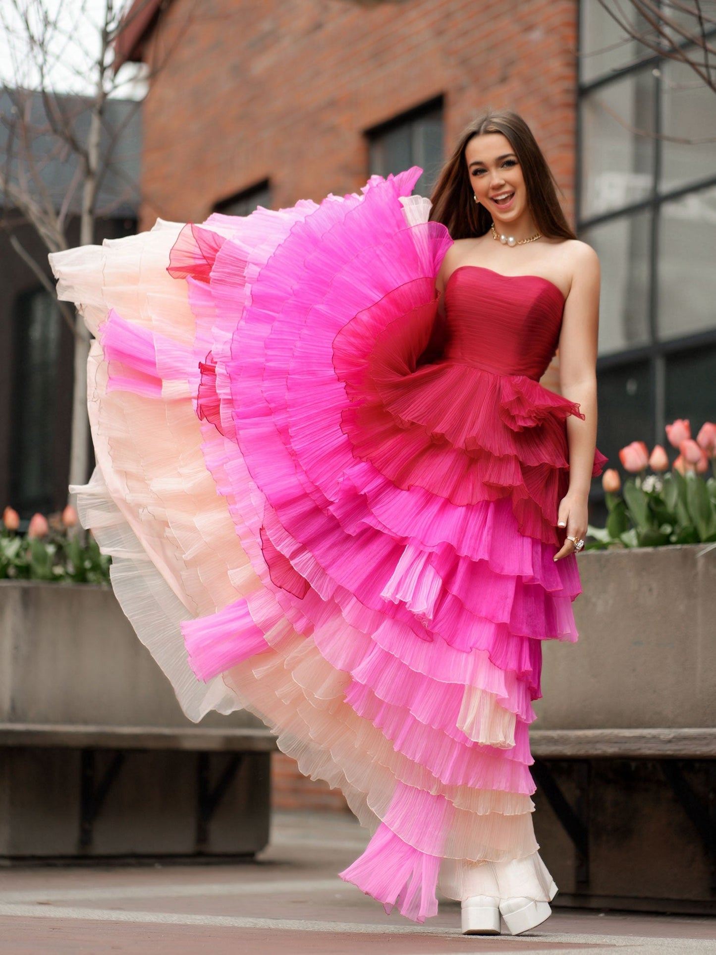 Xiomara | Sweetheart Pleated Bodice Long Prom Dress with Ruffles - Prom Dress - DYAVOR®