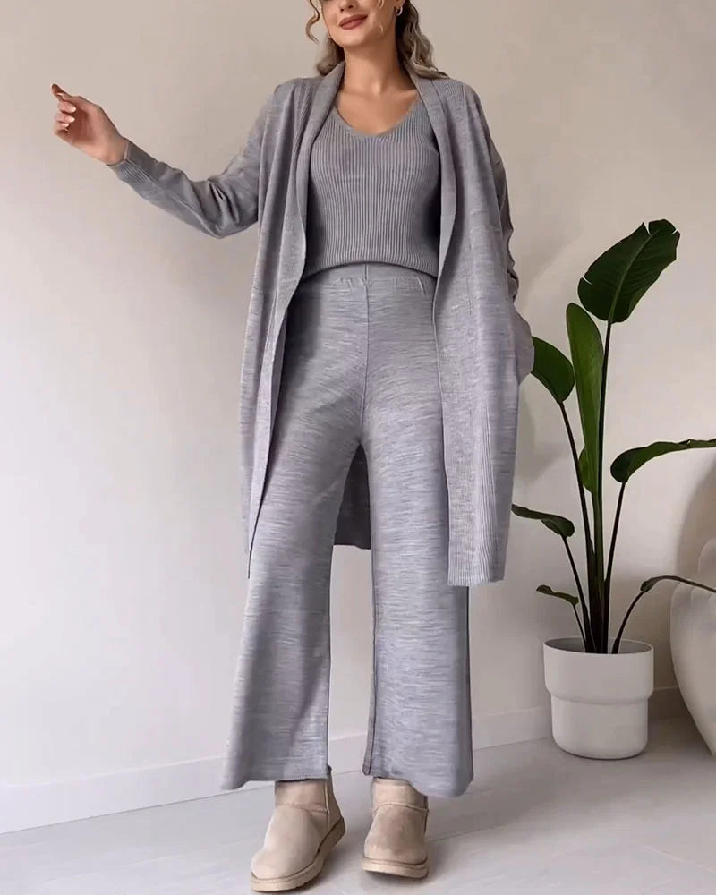 Erica - Elegant 3-Piece Knitted Pants Set for Women