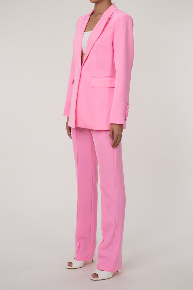 Glamorous Lapel One Button Cinch Waist Blazer Two Piece Skinny Pant Suit - Matching Sets - DYAVOR®