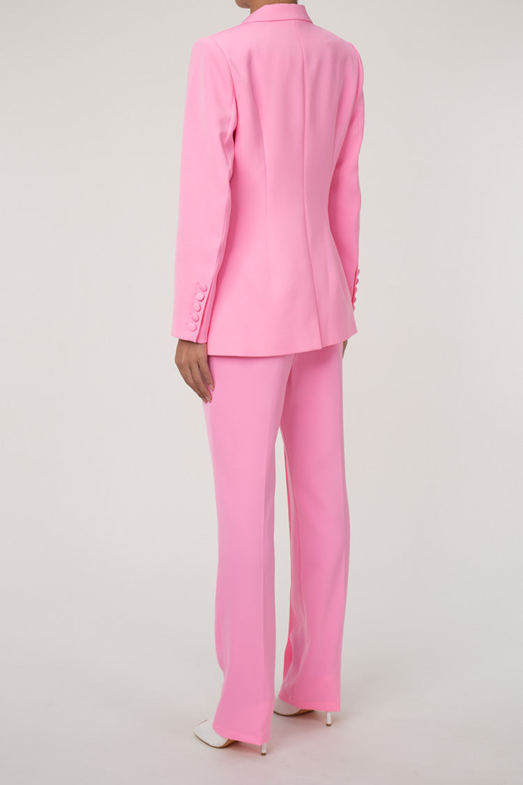 Glamorous Lapel One Button Cinch Waist Blazer Two Piece Skinny Pant Suit - Matching Sets - DYAVOR®