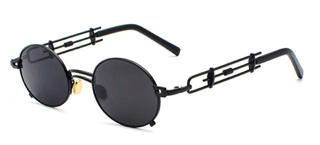 Gold Black Retro Steampunk Unisex Round Vintage Metal Frame Oval Sunglasses - Unisex Sunglasses - DYAVOR®