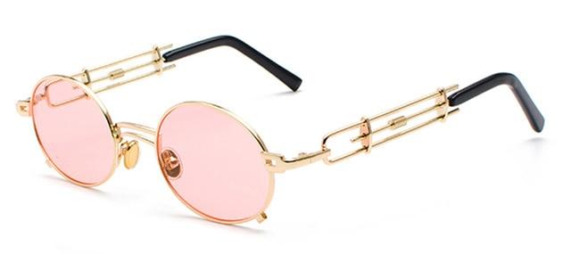 Gold Black Retro Steampunk Unisex Round Vintage Metal Frame Oval Sunglasses - Unisex Sunglasses - DYAVOR®
