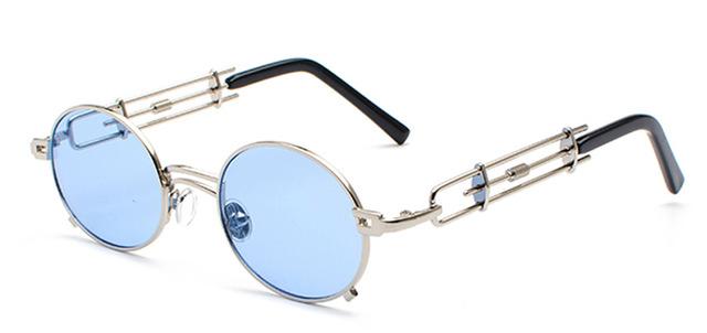 Gold Black Retro Steampunk Unisex Round Vintage Metal Frame Oval Sunglasses - Unisex Sunglasses - DYAVOR®