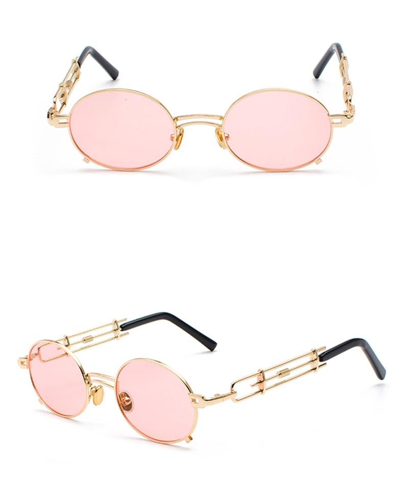 Gold Black Retro Steampunk Unisex Round Vintage Metal Frame Oval Sunglasses - Unisex Sunglasses - DYAVOR®