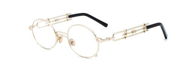 Gold Black Retro Steampunk Unisex Round Vintage Metal Frame Oval Sunglasses - Unisex Sunglasses - DYAVOR®