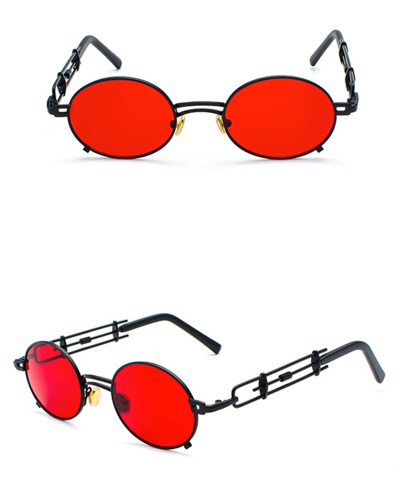 Gold Black Retro Steampunk Unisex Round Vintage Metal Frame Oval Sunglasses - Unisex Sunglasses - DYAVOR®