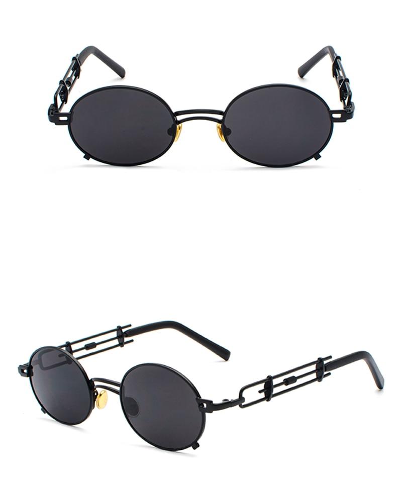 Gold Black Retro Steampunk Unisex Round Vintage Metal Frame Oval Sunglasses - Unisex Sunglasses - DYAVOR®