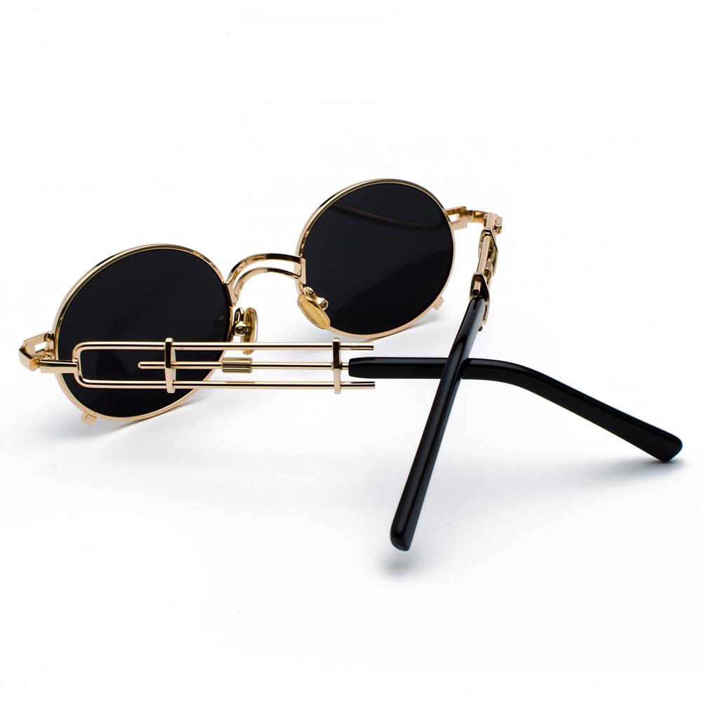 Gold Black Retro Steampunk Unisex Round Vintage Metal Frame Oval Sunglasses - Unisex Sunglasses - DYAVOR®