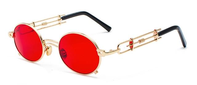 Gold Black Retro Steampunk Unisex Round Vintage Metal Frame Oval Sunglasses - Unisex Sunglasses - DYAVOR®