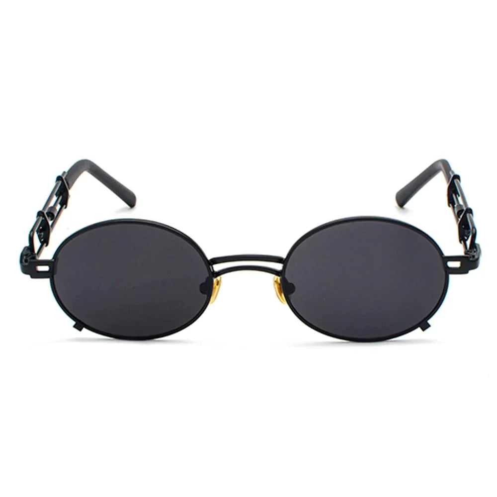 Gold Black Retro Steampunk Unisex Round Vintage Metal Frame Oval Sunglasses - Unisex Sunglasses - DYAVOR®
