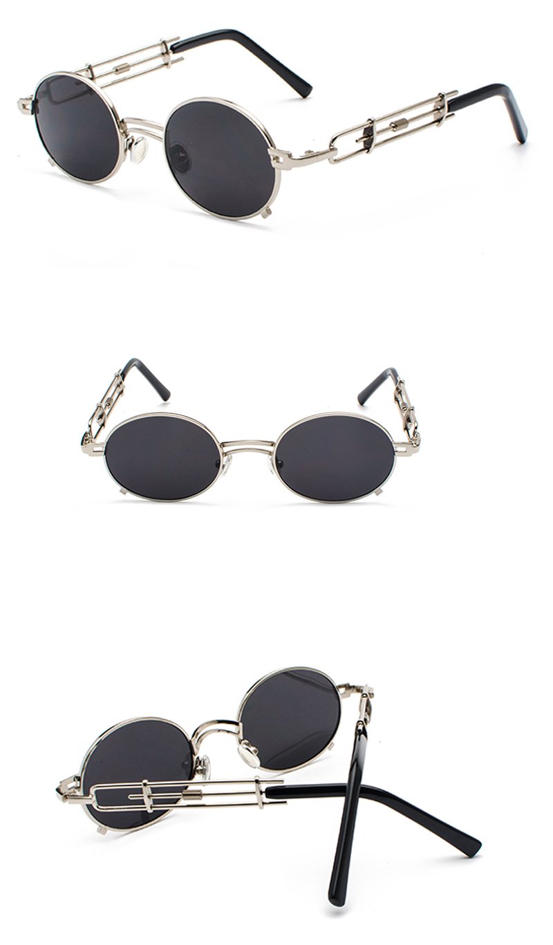 Gold Black Retro Steampunk Unisex Round Vintage Metal Frame Oval Sunglasses - Unisex Sunglasses - DYAVOR®