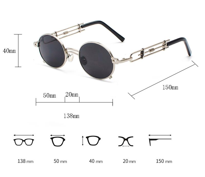 Gold Black Retro Steampunk Unisex Round Vintage Metal Frame Oval Sunglasses - Unisex Sunglasses - DYAVOR®