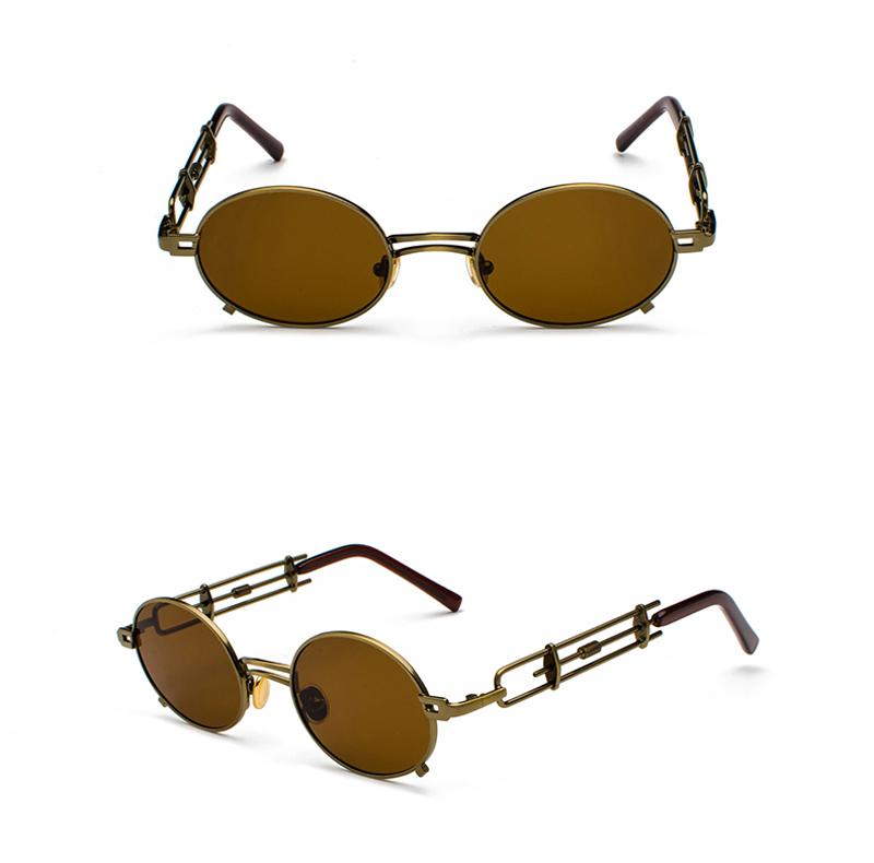Gold Black Retro Steampunk Unisex Round Vintage Metal Frame Oval Sunglasses - Unisex Sunglasses - DYAVOR®