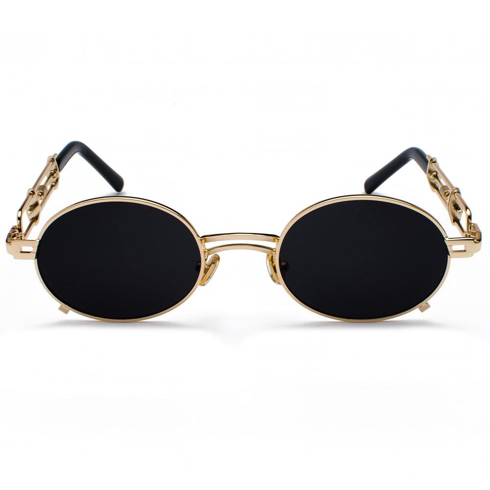 Gold Black Retro Steampunk Unisex Round Vintage Metal Frame Oval Sunglasses - Unisex Sunglasses - DYAVOR®
