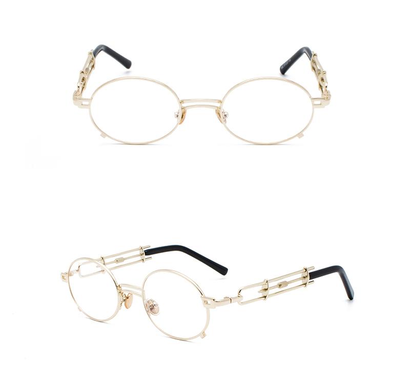 Gold Black Retro Steampunk Unisex Round Vintage Metal Frame Oval Sunglasses - Unisex Sunglasses - DYAVOR®